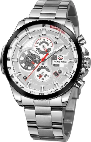 Mechanical Sport Wrist Watches Top Brand Luxury Blue Ocean Design craftsmanship chief meter appeal Silver Steel 3 Dial Calendar Display Mens Automatic 