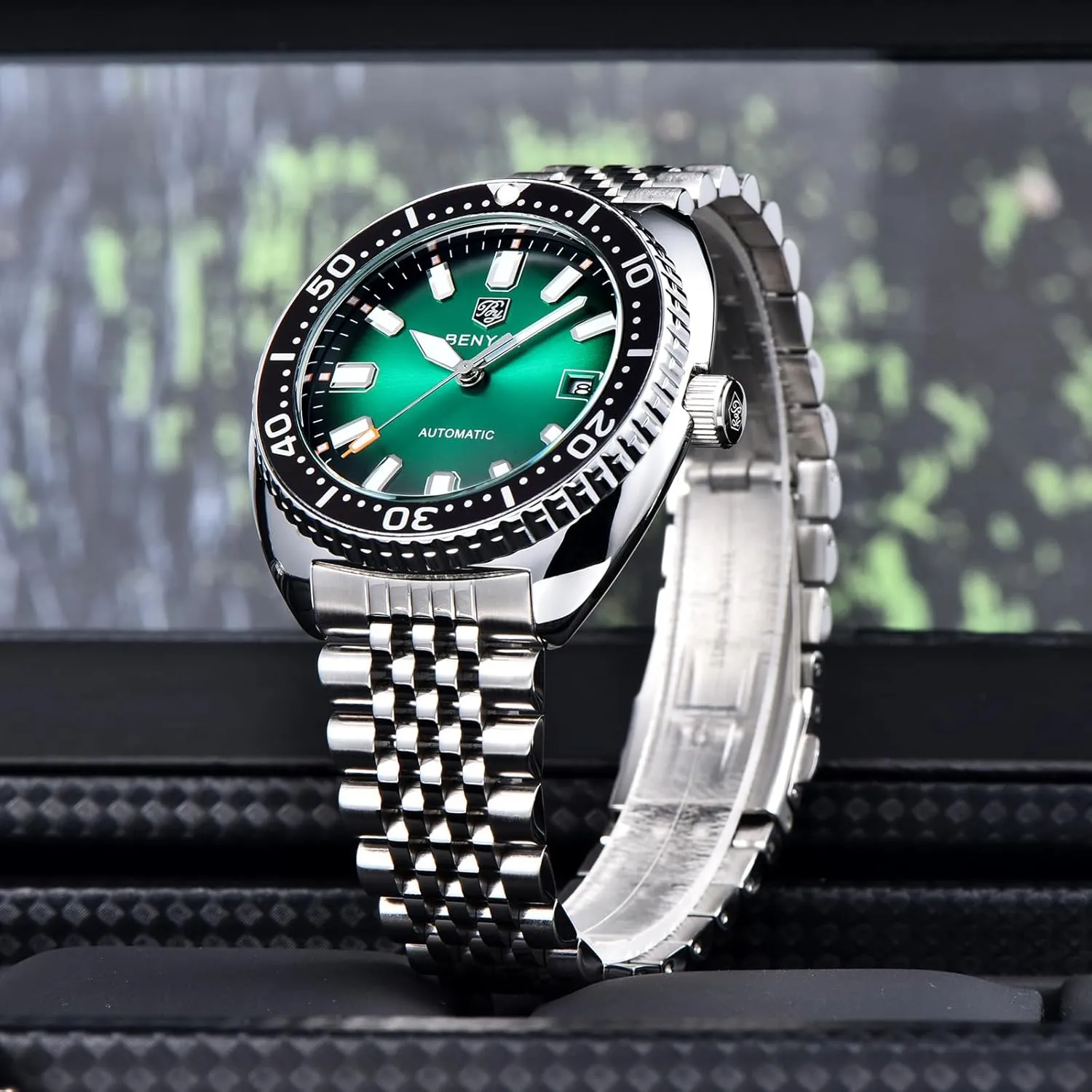 Mechanical Watch 50M astute vehicle compulsory Waterproof Calendar Luminous Business Mens Automatic Watch Benyar Watches Men Stainless Steel Strap 