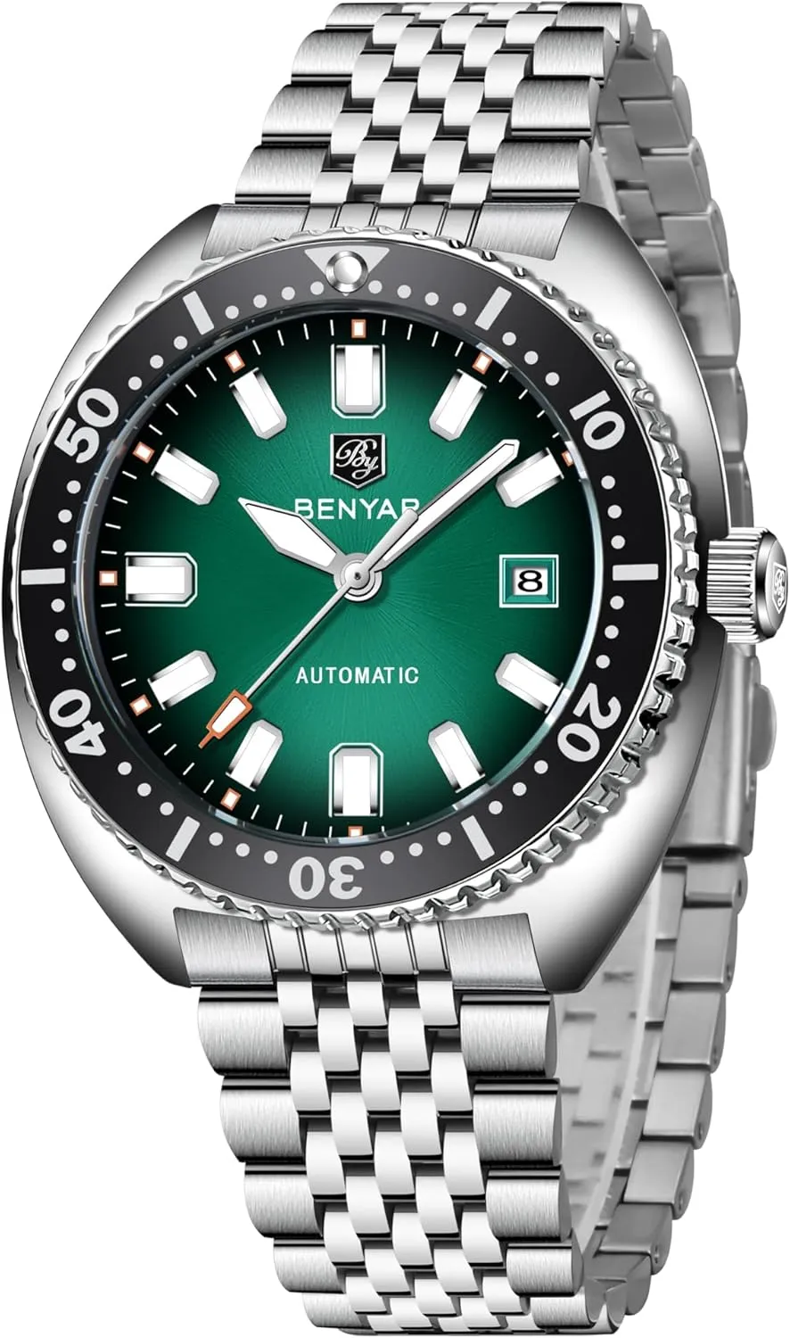 Mechanical Watch 50M astute vehicle compulsory Waterproof Calendar Luminous Business Mens Automatic Watch Benyar Watches Men Stainless Steel Strap 