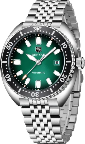 Mechanical Watch 50M astute vehicle compulsory Waterproof Calendar Luminous Business Mens Automatic Watch Benyar Watches Men Stainless Steel Strap 