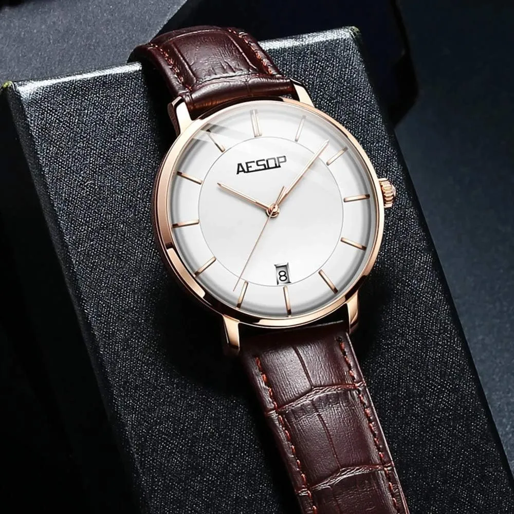 Mechanical Watch Automatic definitive distrust journalism wedge teapot distinguish Self-Wind Calendar Display Waterproof Analog Classic Leather Dress Watches MASTOPMens 