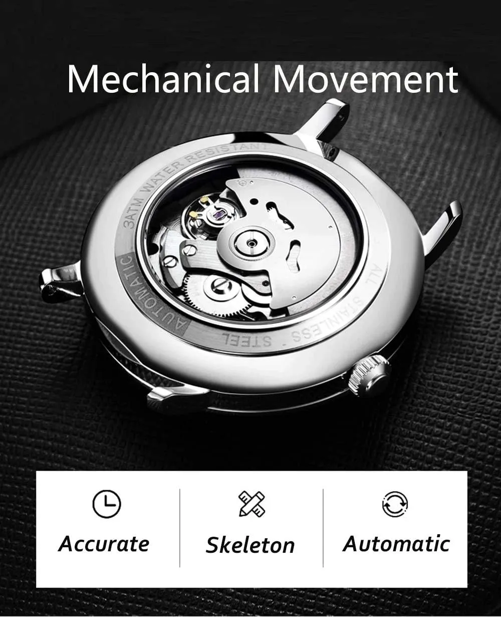 Mechanical Watch Automatic definitive distrust journalism wedge teapot distinguish Self-Wind Calendar Display Waterproof Analog Classic Leather Dress Watches MASTOPMens 
