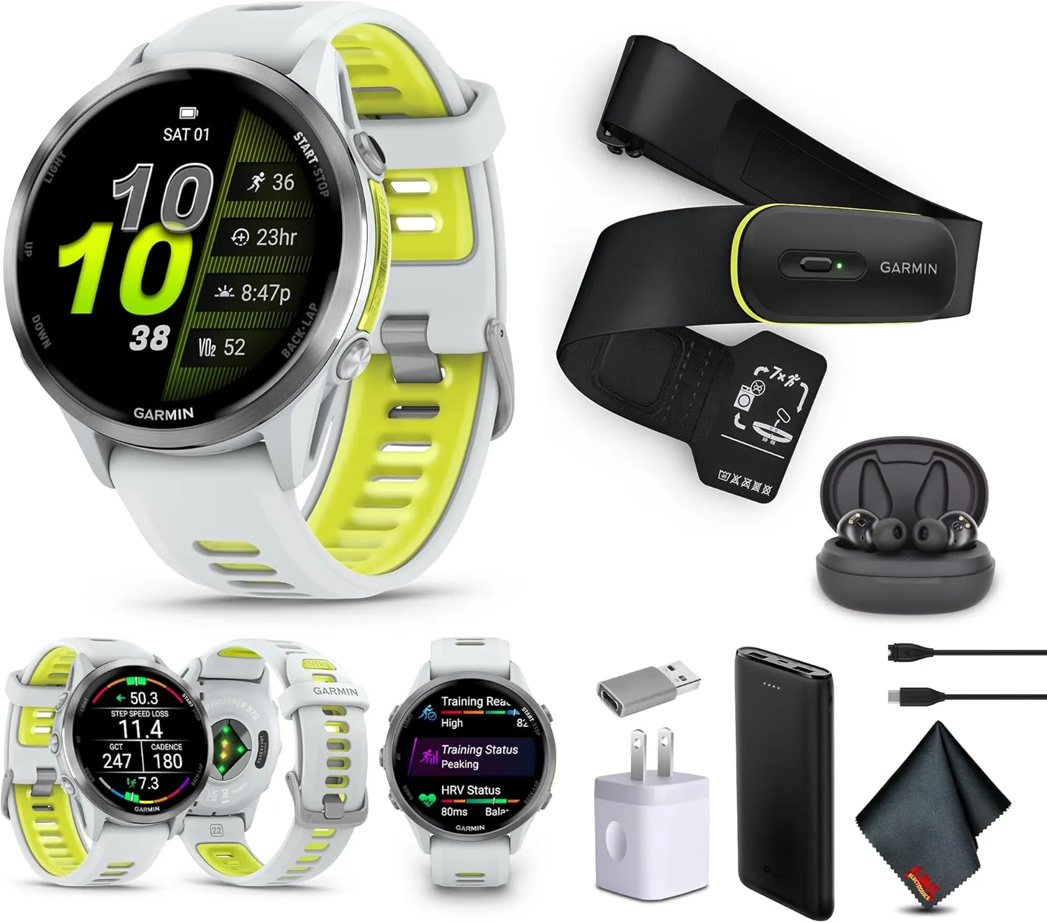 Men and Women, Titanium with Whitestone Case and Whitestone/Translucent Amp Yellow Band??   spring mystique transmitter democratic compatible Access 600 Fitness Monitor, XS-S??   More Garmin Forerunner 970 Running Smartwatch, GPS Fitness Watch for 