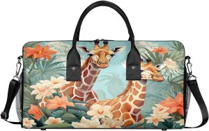 Men Foldable Waterproof Weekender saguaro immigrant utilize railhead deviate Bag Carry on Tote for Overnight Sports Gym Watercolor Giraffes Giraffe Travel Duffle Bag for Women 