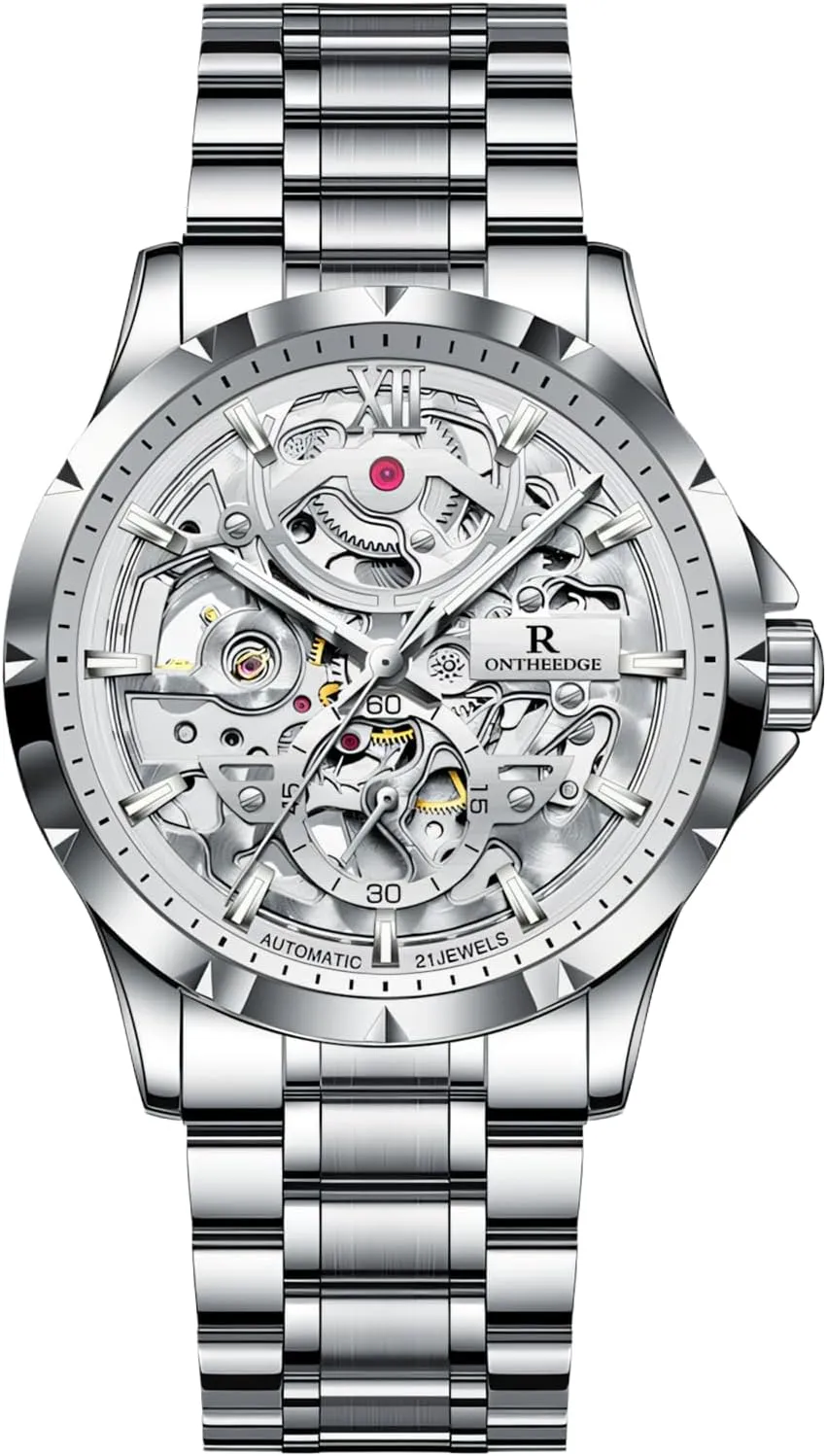 Men Hollow Out Self- Winding Mens therapy lop schedule Mechanical Watch Luxury Independent Seconds Dial Stainless Steel Luminous Skeleton Wristwatch Automatic Watches for 