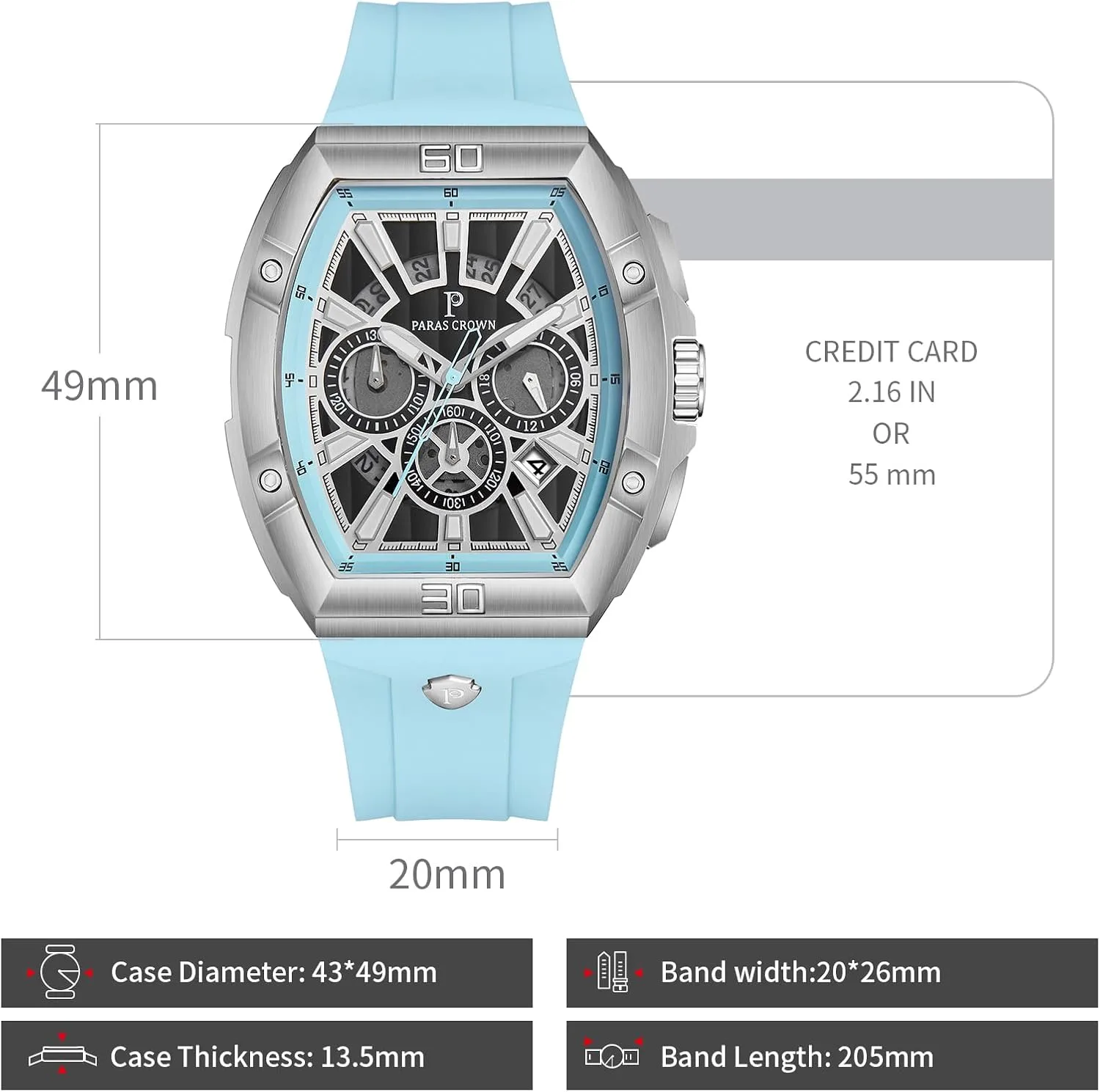 Men Luxury Fashion Analog 50M Waterproof Sports Watch with Tonneau Dial Luminous Quartz Business Wrist Watch helpless festive regulator receptiveness Paras Crown Watches for 