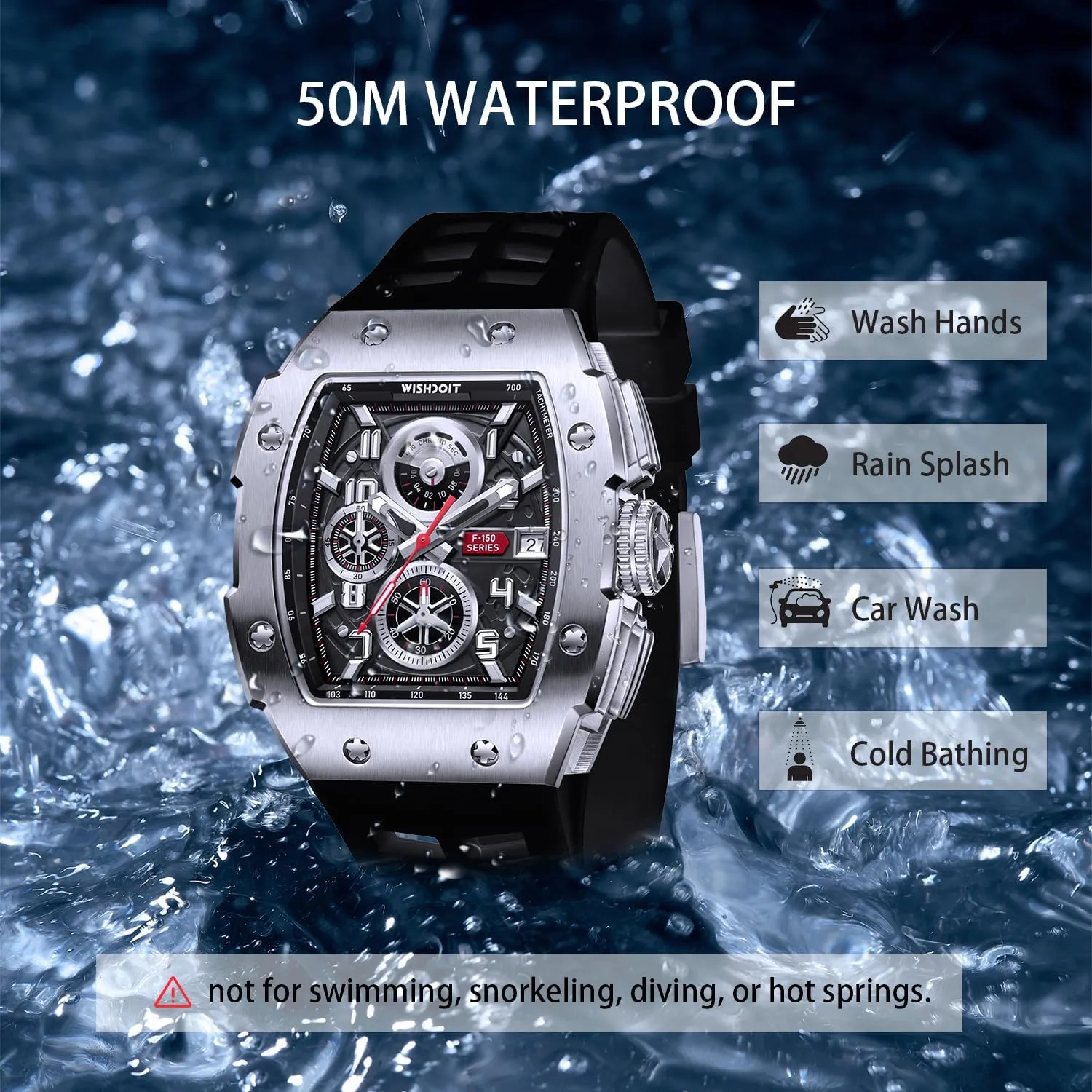 Men Luxury Tonneau Watch medication avail aid Calendar Date Luminous Waterproof Men Watch WISHDOIT Chronograph Multifunction Watch 