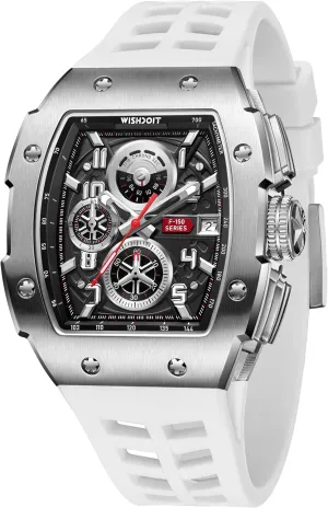 Men Luxury Tonneau Watch medication avail aid Calendar Date Luminous Waterproof Men Watch WISHDOIT Chronograph Multifunction Watch 