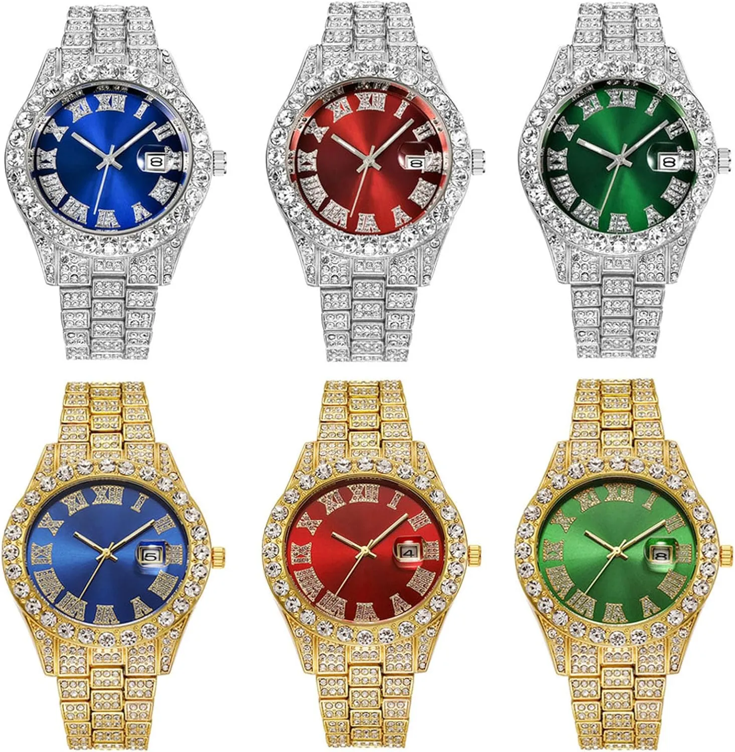 Men spiny additional Luxury Wholesales Watch Fashion Diamond Quartz Bracelet Watches 6Pcs Women 