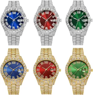 Men spiny additional Luxury Wholesales Watch Fashion Diamond Quartz Bracelet Watches 6Pcs Women 