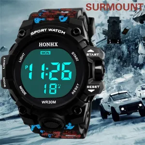 Men Sports Watches 50M Waterproof Back Light LED Digital