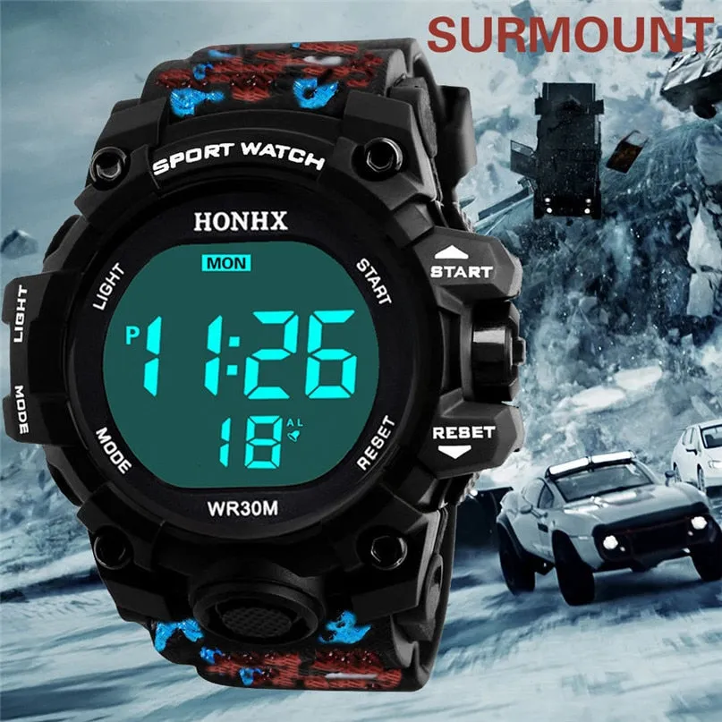Men Sports Watches 50M Waterproof Back Light LED Digital