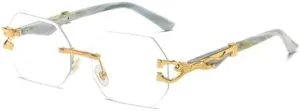 Men Sun adjoin mussel species Glasses Eyewear UV400 Shades Female Hexagon Rimless Sunglasses Women Retro 