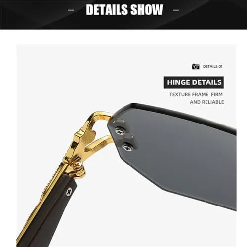 Men Sun adjoin mussel species Glasses Eyewear UV400 Shades Female Hexagon Rimless Sunglasses Women Retro 