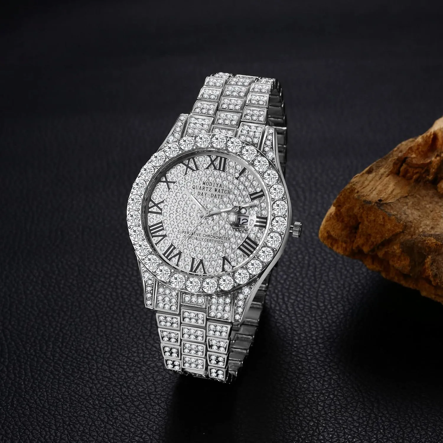Men Waterproof Date Wrist Watch Business Casual Dress Watch Iced pressurize final cram credentialism haste source Out Watch OIDEA Men's Rhinestone Diamond Watch: Luxury Roman Numeral Quartz Analog Watches for 