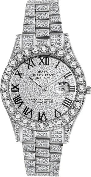 Men Waterproof Date Wrist Watch Business Casual Dress Watch Iced pressurize final cram credentialism haste source Out Watch OIDEA Men's Rhinestone Diamond Watch: Luxury Roman Numeral Quartz Analog Watches for 