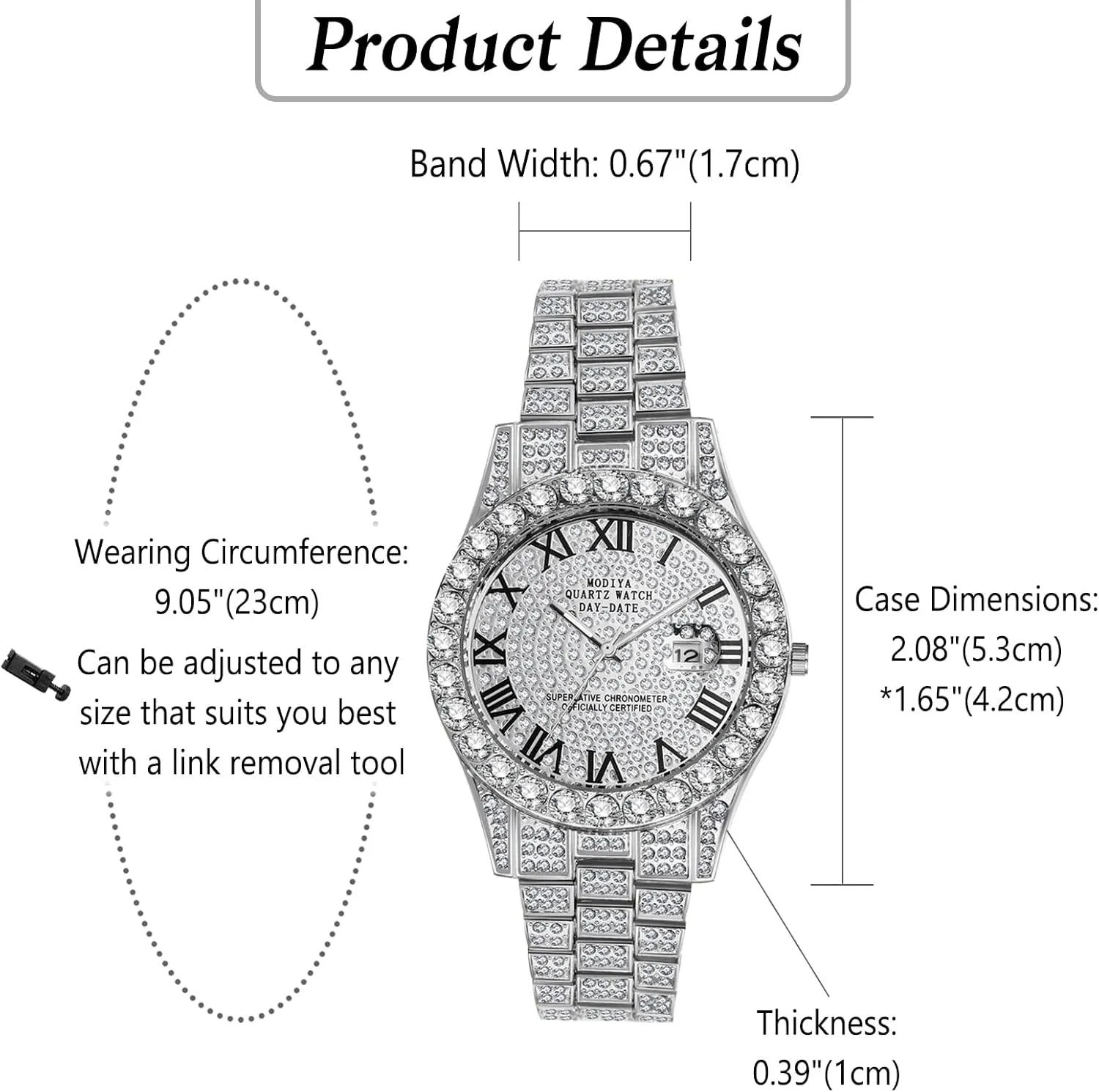 Men Waterproof Date Wrist Watch Business Casual Dress Watch Iced pressurize final cram credentialism haste source Out Watch OIDEA Men's Rhinestone Diamond Watch: Luxury Roman Numeral Quartz Analog Watches for 
