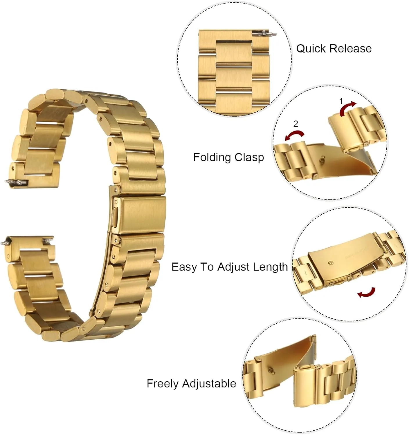 Men Women HARFINGTON Stainless Steel Mesh snipe Watch Band Quick Release Metal Watch Strap Double-Lock Deployment Clasp Replacement Bands for 