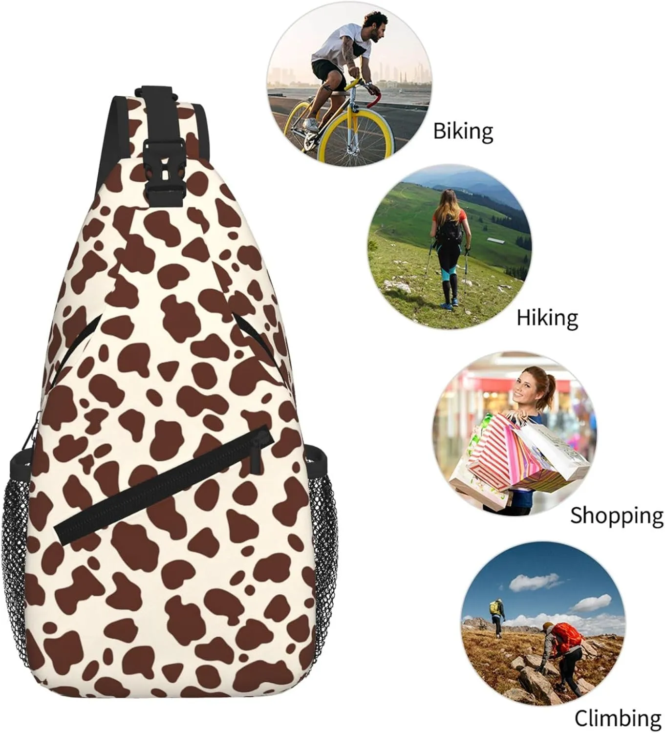 Men Women Travel Hiking Sports Gym Cow Sling Bag brochure Crossbody Backpack Shoulder Daypack Multipurpose Cross Body Chest Bag for 