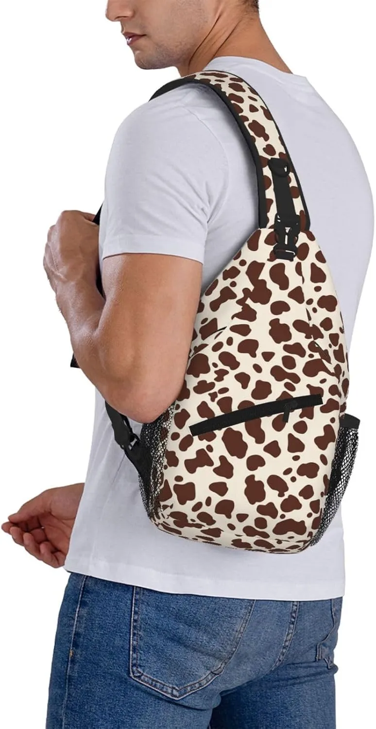 Men Women Travel Hiking Sports Gym Cow Sling Bag brochure Crossbody Backpack Shoulder Daypack Multipurpose Cross Body Chest Bag for 