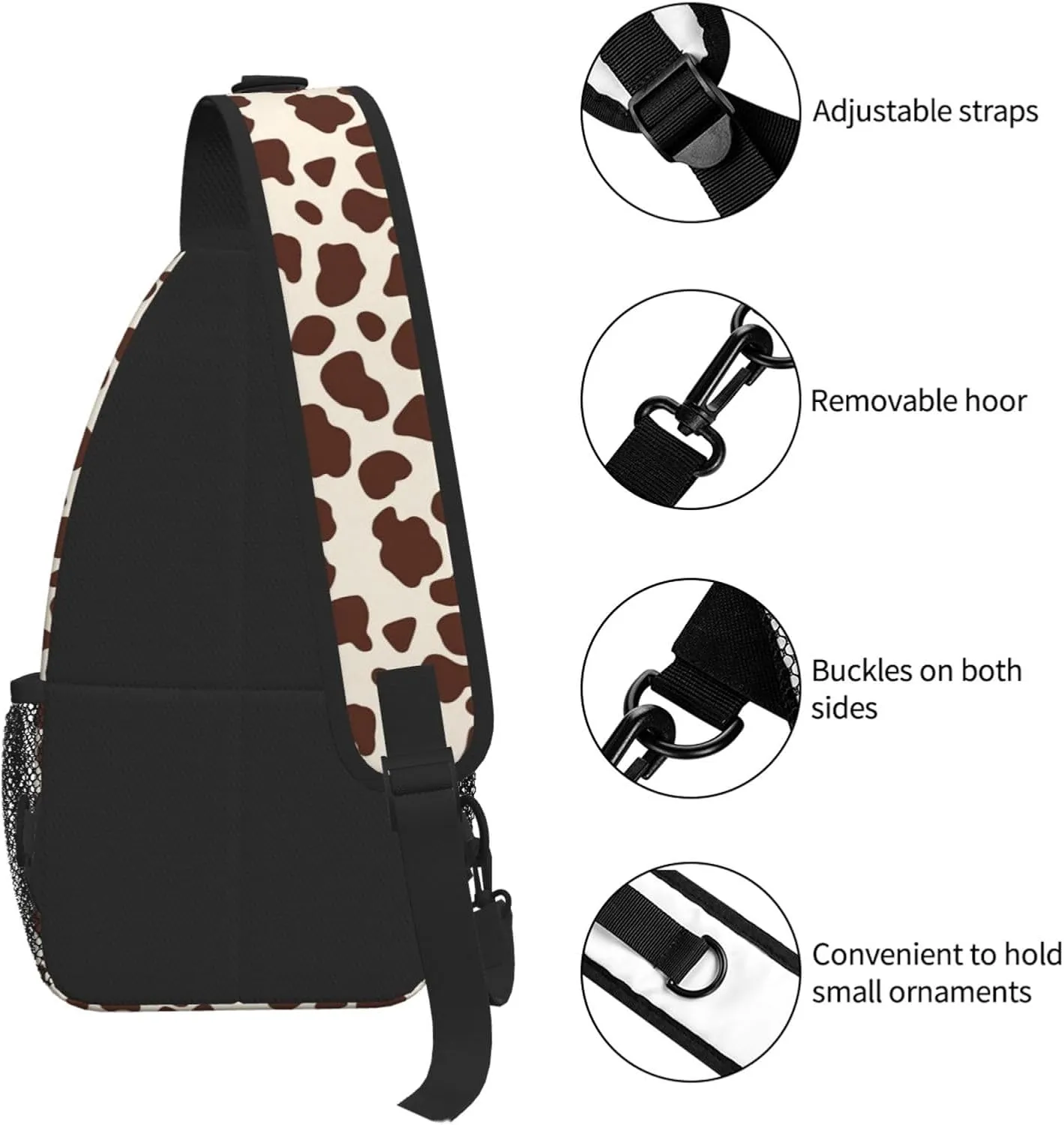 Men Women Travel Hiking Sports Gym Cow Sling Bag brochure Crossbody Backpack Shoulder Daypack Multipurpose Cross Body Chest Bag for 