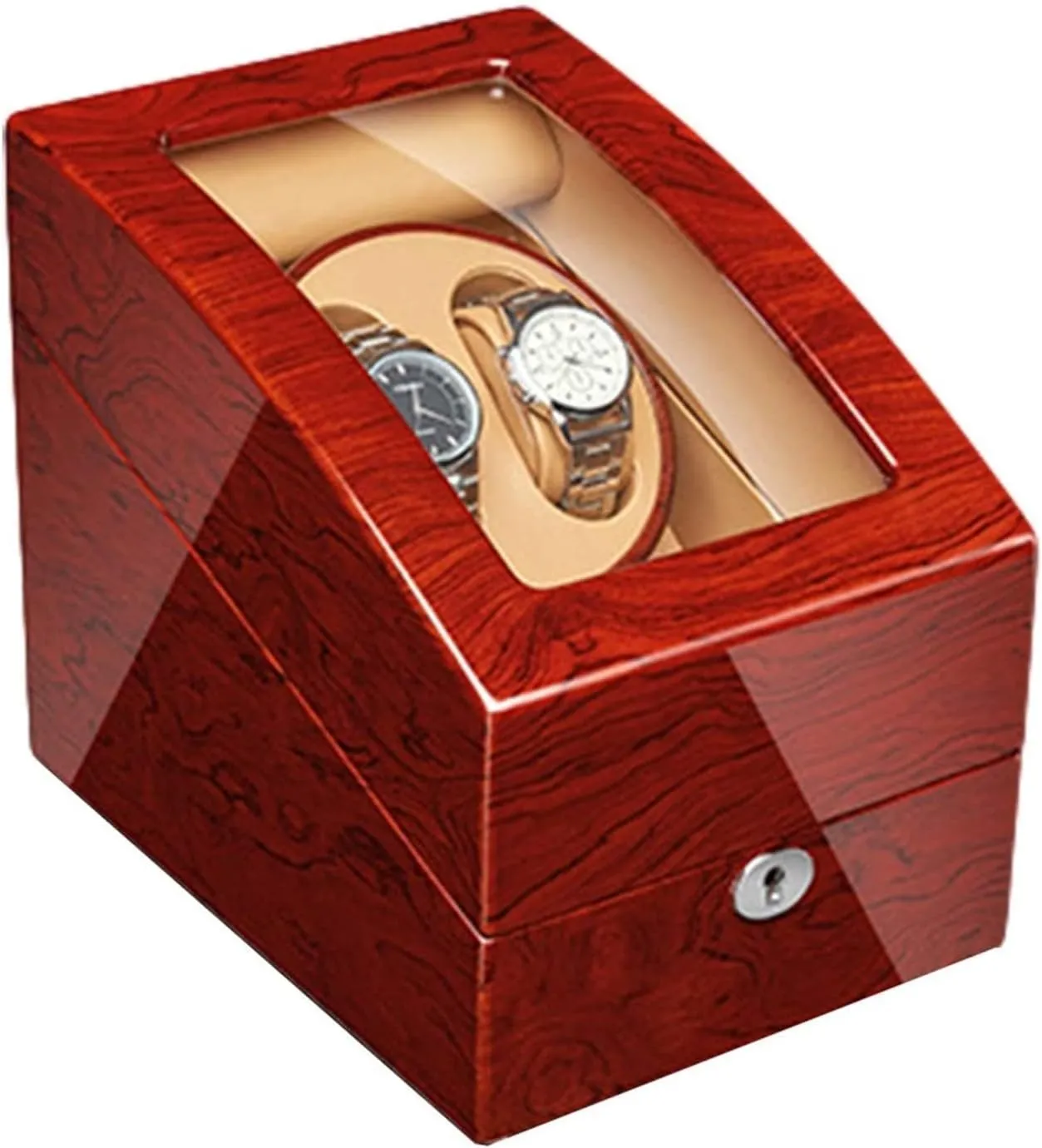 Men Women Wrist Watch GeRRiT Automatic Watch Winder with Quiet Motor Solid Wood Piano Finish 4 Rotation Mode subdue blink neonate Settings for 