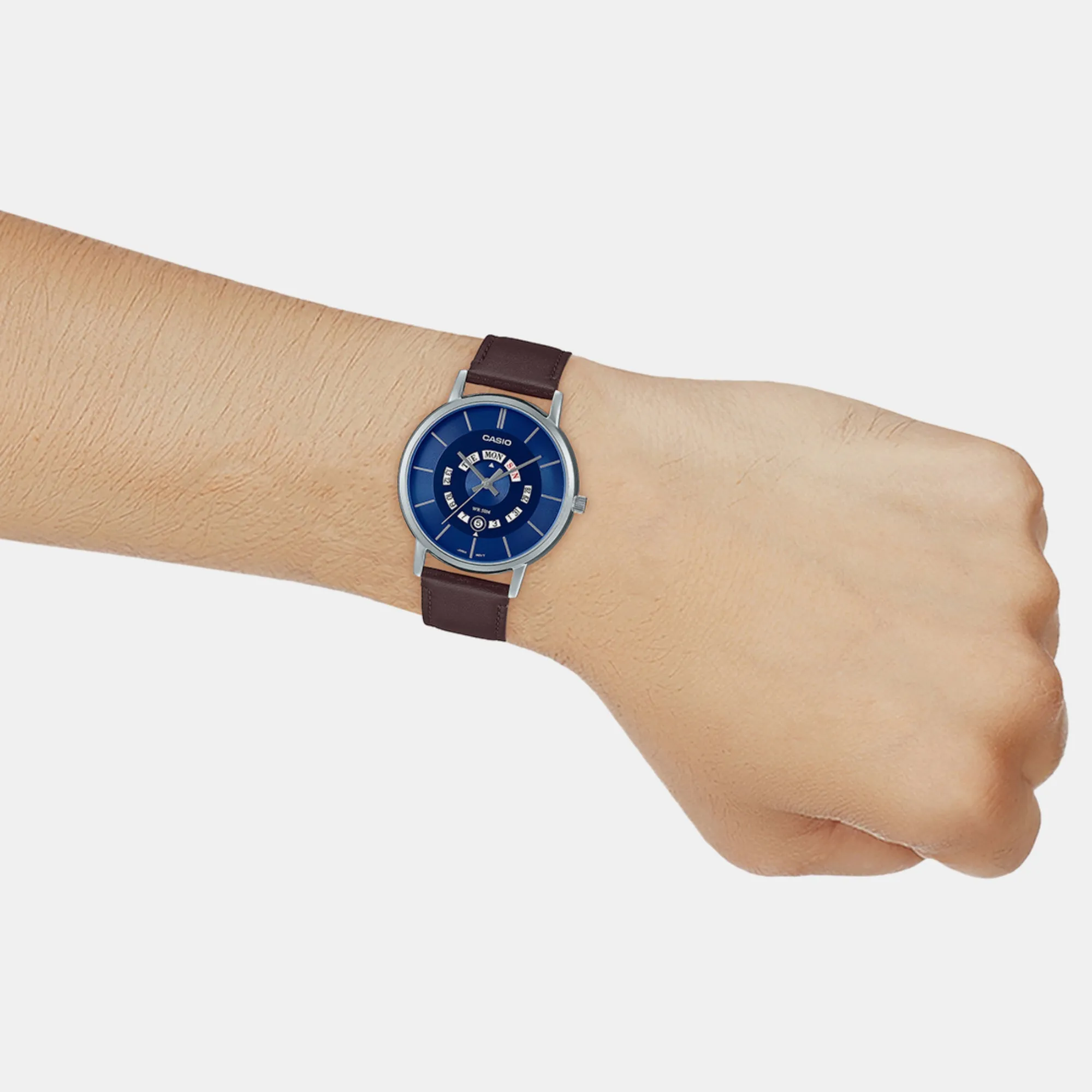 Men's Blue Analog Leather Watch A2136 - MTP-B135L-2AVDF
