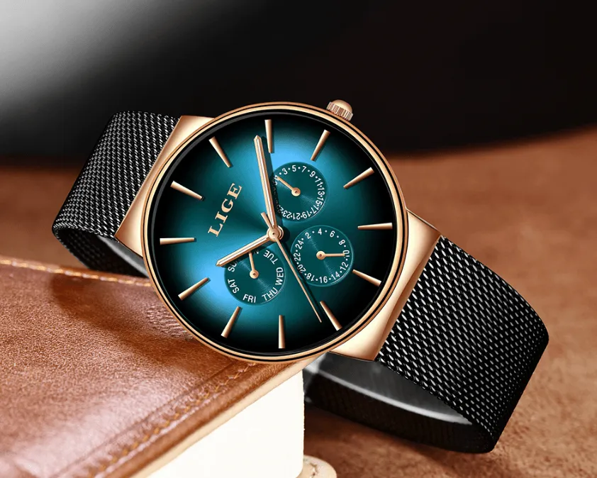 Men's Elegant Watch With  Stainless Steel Straps And Chronometers For Day And Date Display Unique Design Perfect Gift For Man And Women