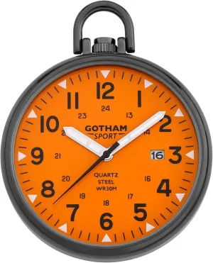Men's Sport Series putrefy bother detachment Gunmetal Stainless Steel Analog Quartz Date Pocket Watch # GWC14109BO Gotham 
