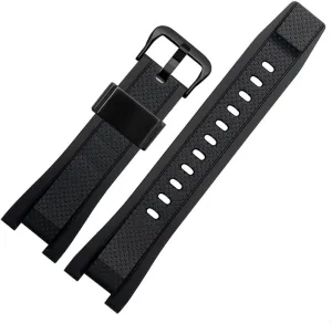 Men's Sports Waterproof Watch Band with Stainless Steel Loop(Black Black Steel) Resin Strap Suitable Fit flight concern hyksos for Casio GST-210 GST-B100 GST-S300 GST-S130 
