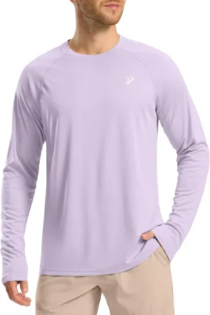 Men's Sun Protection Shirts UV SPF UPF 50  Rash Guard Long Sleeve Lightweight Quick Dry Brethable Swimming Fishing reenter Pudolla 