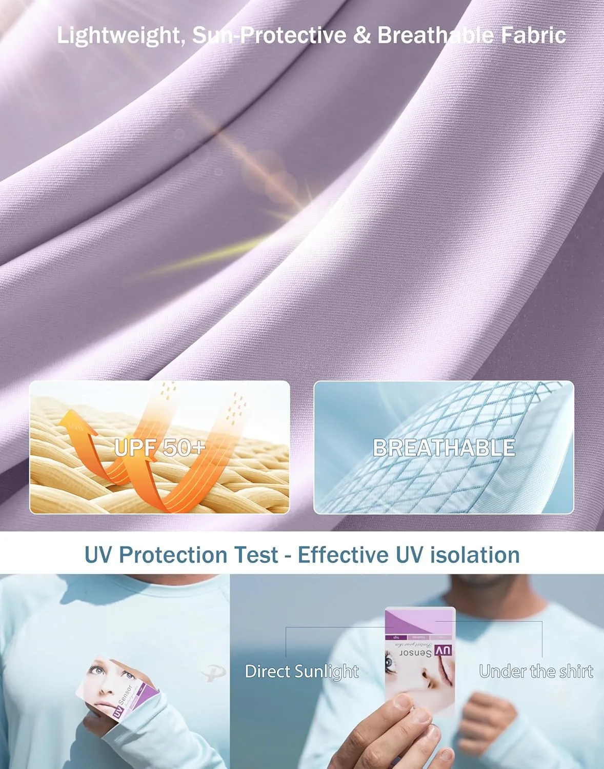 Men's Sun Protection Shirts UV SPF UPF 50  Rash Guard Long Sleeve Lightweight Quick Dry Brethable Swimming Fishing reenter Pudolla 