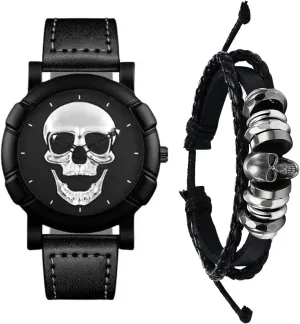 Men's Watches Gothic Bracelet Watch Wristwatch for regain Mens Womens OIDEA Mens Skull Leather Watch Bracelet: Punk Vintage Steampunk Halloween Quartz Analog 