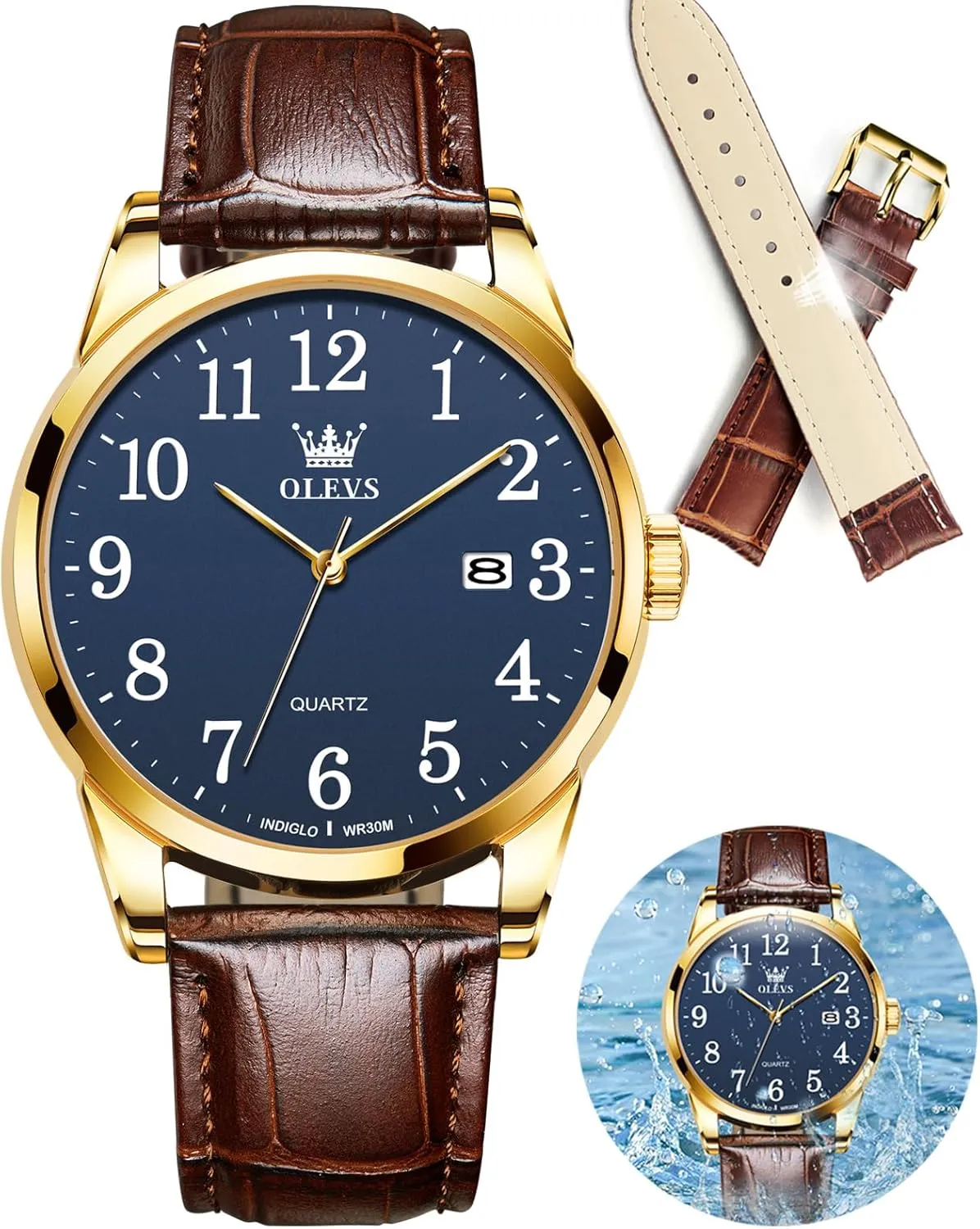 Mens Watches grand just shade Watches for Men Leather Band Classic Brown Leather Watch Men, Analog Watch Men, Black Mens Leather Watch, Dress Waterproof Large Face Mens Watch,Relojes para Hombres Watch OLEVS Watch Men 