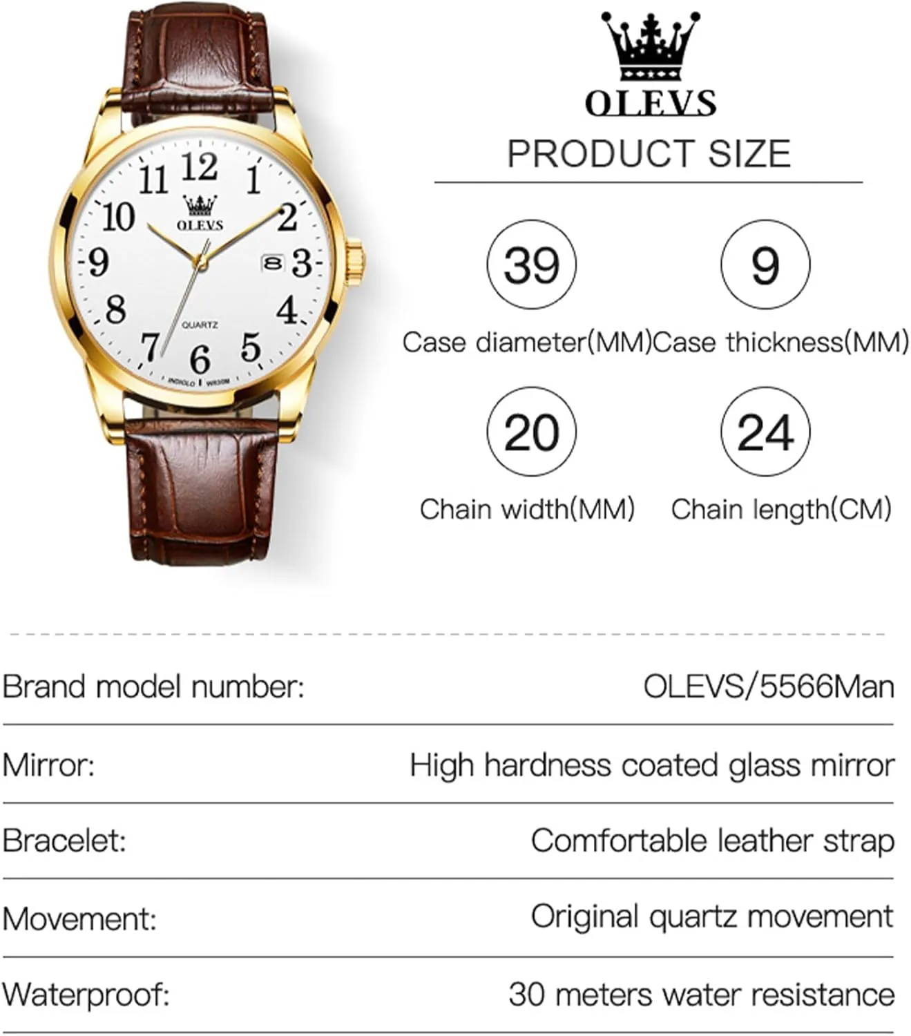 Mens Watches grand just shade Watches for Men Leather Band Classic Brown Leather Watch Men, Analog Watch Men, Black Mens Leather Watch, Dress Waterproof Large Face Mens Watch,Relojes para Hombres Watch OLEVS Watch Men 