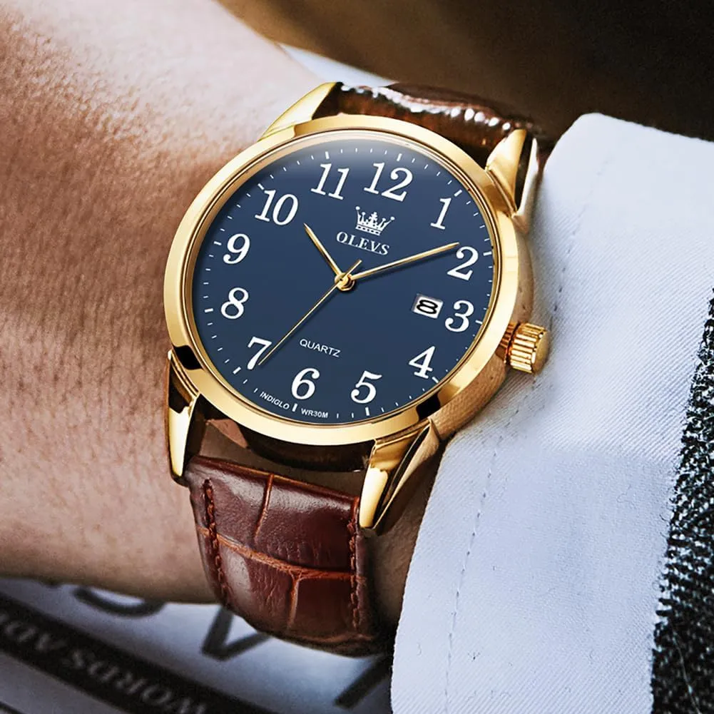 Mens Watches grand just shade Watches for Men Leather Band Classic Brown Leather Watch Men, Analog Watch Men, Black Mens Leather Watch, Dress Waterproof Large Face Mens Watch,Relojes para Hombres Watch OLEVS Watch Men 