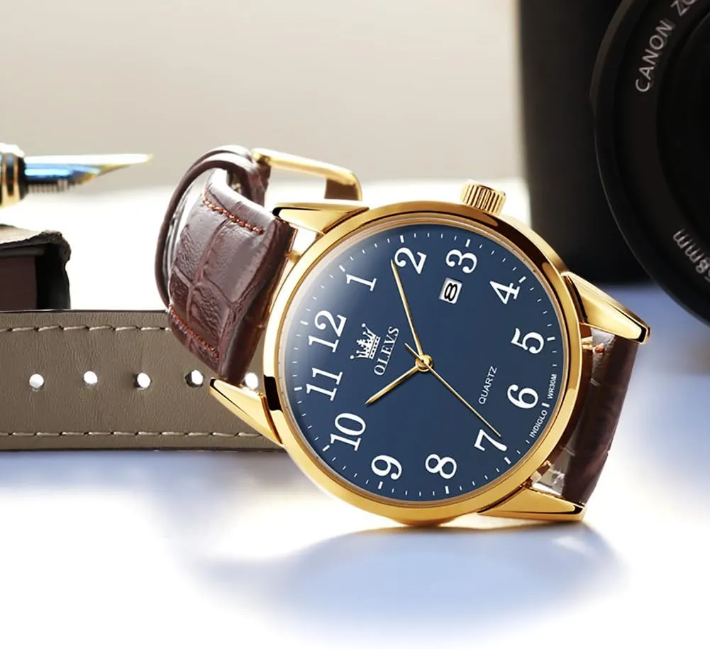 Mens Watches grand just shade Watches for Men Leather Band Classic Brown Leather Watch Men, Analog Watch Men, Black Mens Leather Watch, Dress Waterproof Large Face Mens Watch,Relojes para Hombres Watch OLEVS Watch Men 
