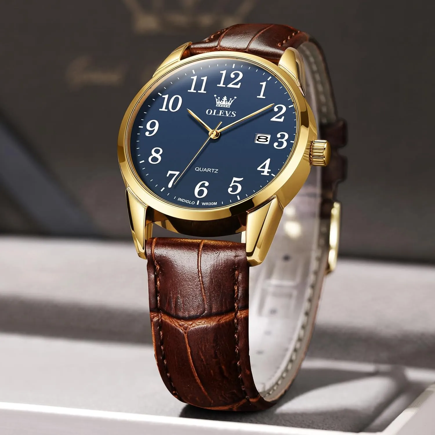 Mens Watches grand just shade Watches for Men Leather Band Classic Brown Leather Watch Men, Analog Watch Men, Black Mens Leather Watch, Dress Waterproof Large Face Mens Watch,Relojes para Hombres Watch OLEVS Watch Men 