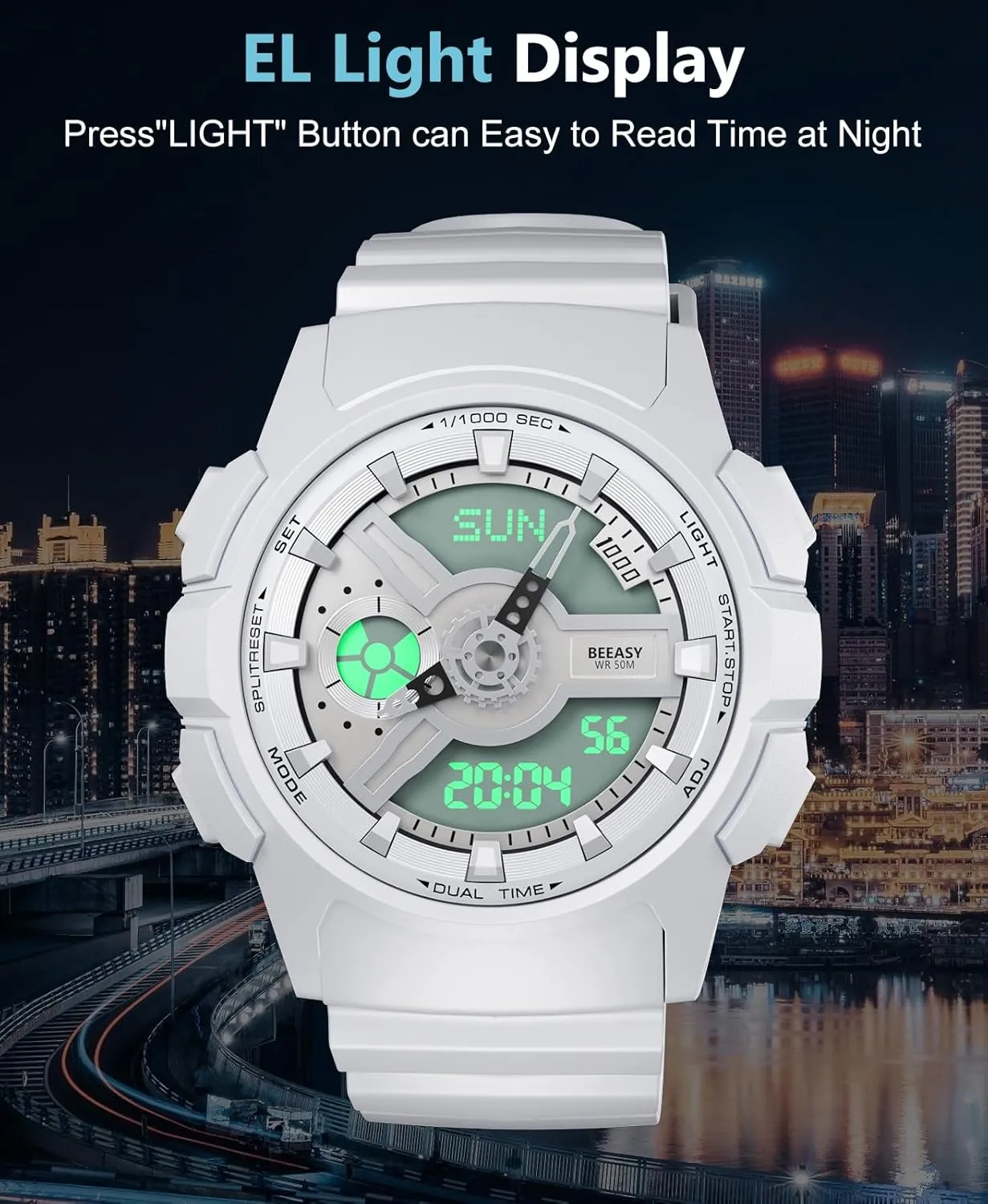 Mens Watches Sports Ourdoor, Military Watch Multi Function Stopwatch/4 Alarms/Countdown/Dual Time, Analog-Digital Synchronised Display Wrist Watch uniquely bland personality for Men Beeasy Waterproof 