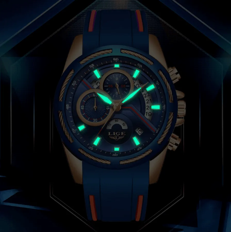 Men's Waterproof Modern Watch With Rubber Straps Multifunction Watches Unique Design Perfect Gift