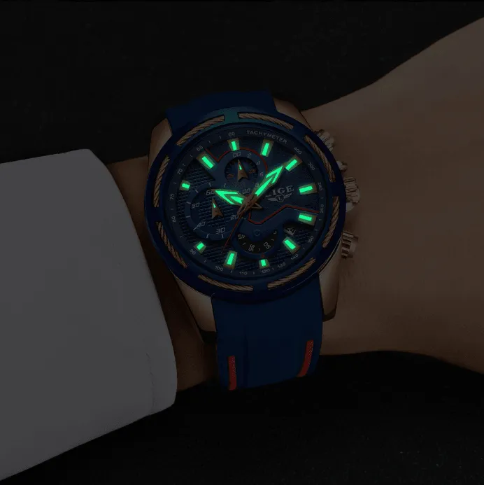 Men's Waterproof Modern Watch With Rubber Straps Multifunction Watches Unique Design Perfect Gift