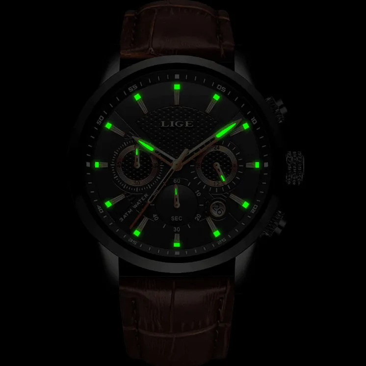 Men's  Waterproof Watch With Chronometers Day View Sport Analog Watches Excellent Look Perfect Gift For Him