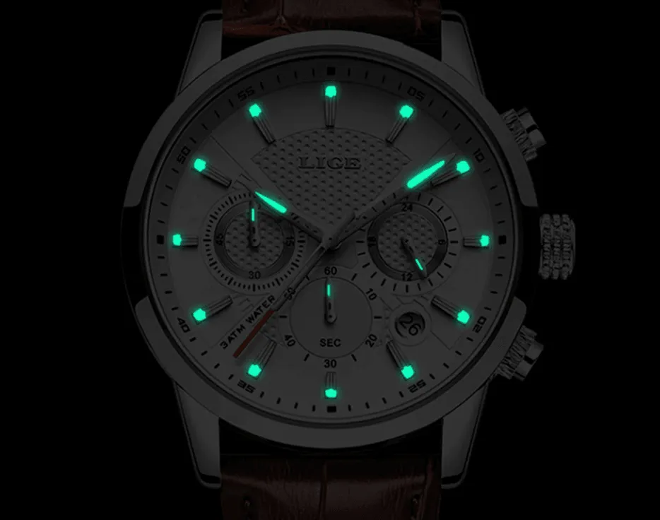 Men's  Waterproof Watch With Chronometers Day View Sport Analog Watches Excellent Look Perfect Gift For Him