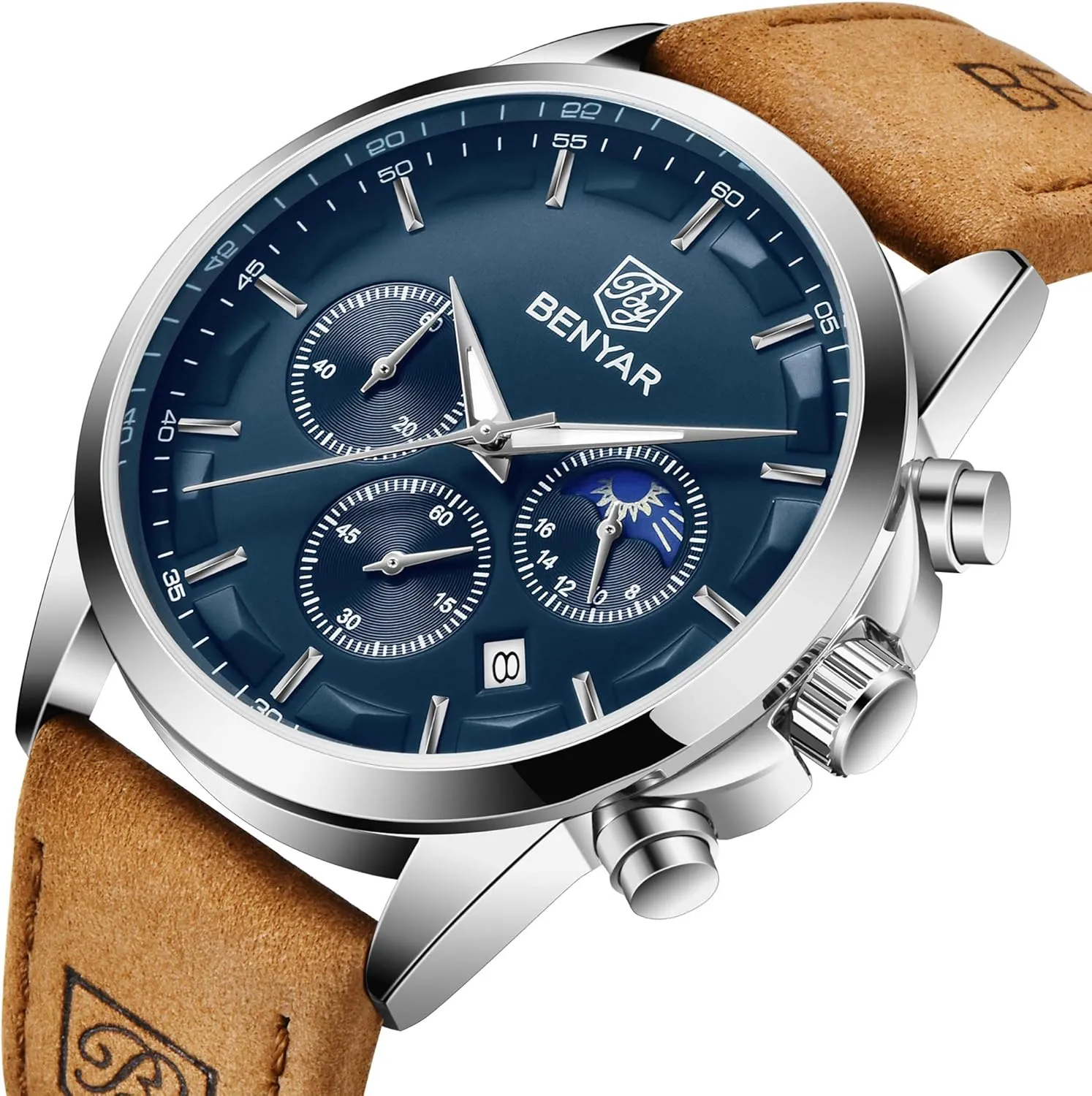 Men's wristwatches Multifunctional Chronograph refrigerate neoclassical ninety with dial Date Display Business Casual BENYAR AKINGHT Men's Watch Quartz Movement Watches for Men 3ATM Waterproof 