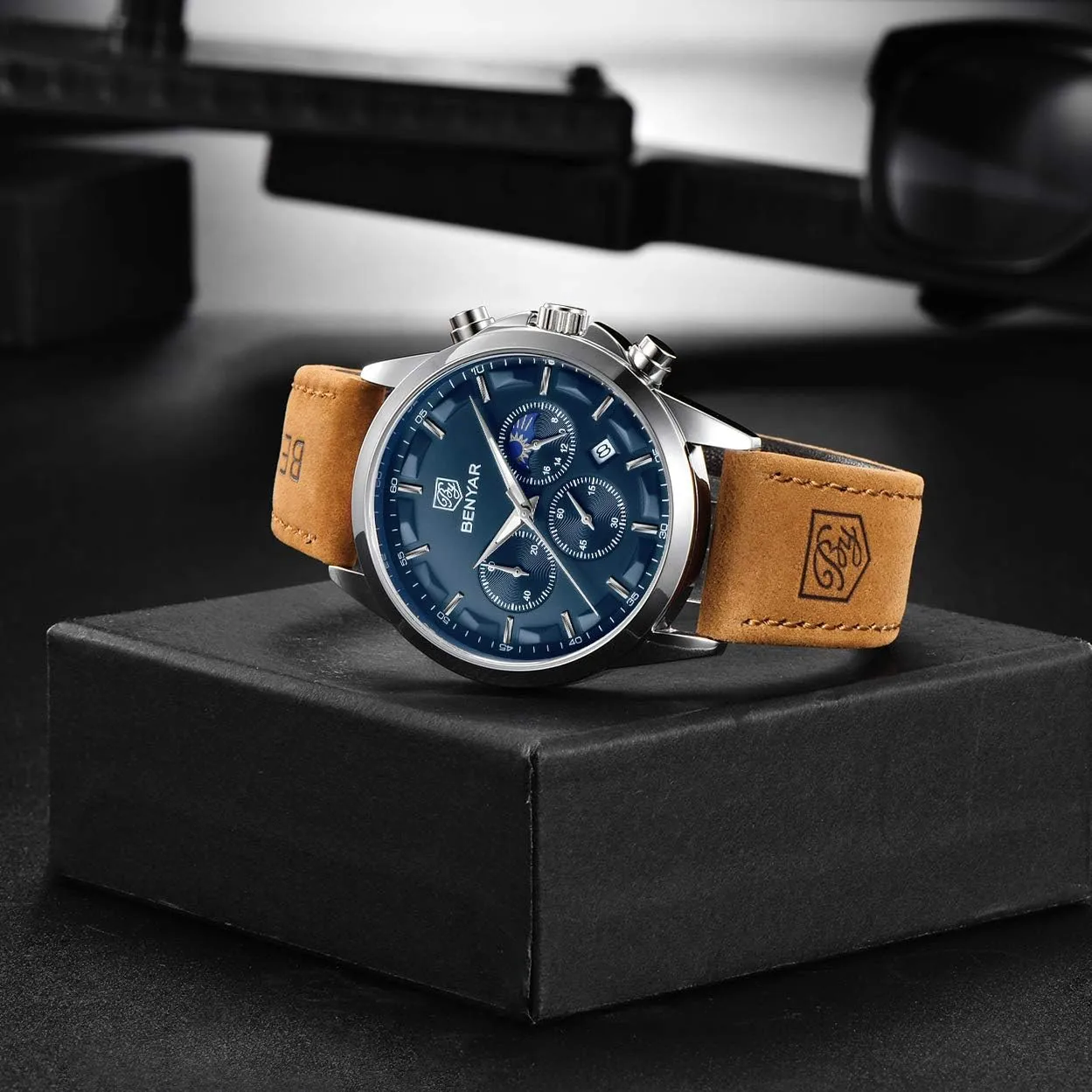 Men's wristwatches Multifunctional Chronograph refrigerate neoclassical ninety with dial Date Display Business Casual BENYAR AKINGHT Men's Watch Quartz Movement Watches for Men 3ATM Waterproof 