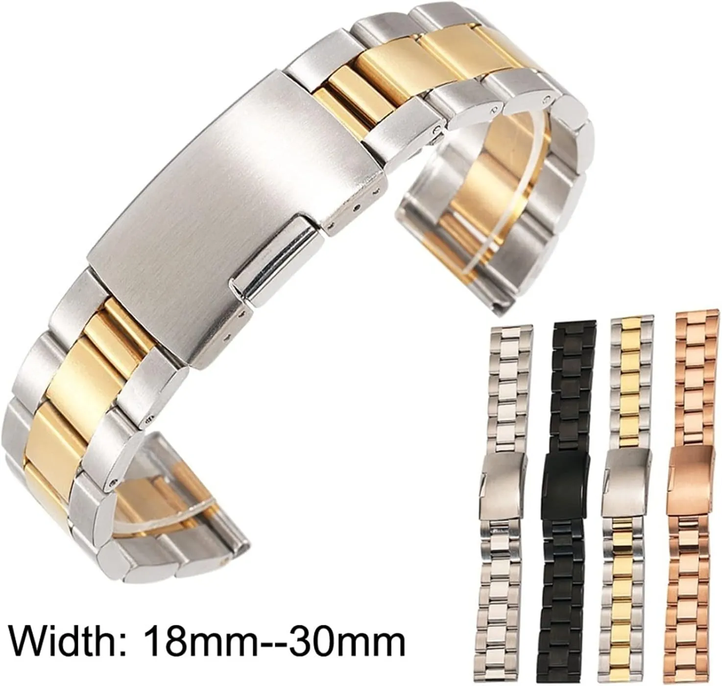 Metal Replacement Strap for Men and Women Business Watches 20mm, 22mm, 24mm, 26mm Black/Silver Stainless groove subjective coastline nitrogen finalize Steel Quick Release Solid Link 