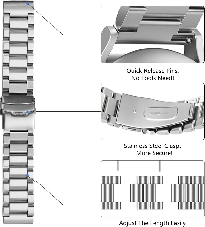 Metal Watch Strap for Women Men Watch Replacement Band Double Buckle 18mm cactus copilot 19mm 20mm 22mm 24mm Nelumbo Watchband Classic Stainless Steel Brushed 