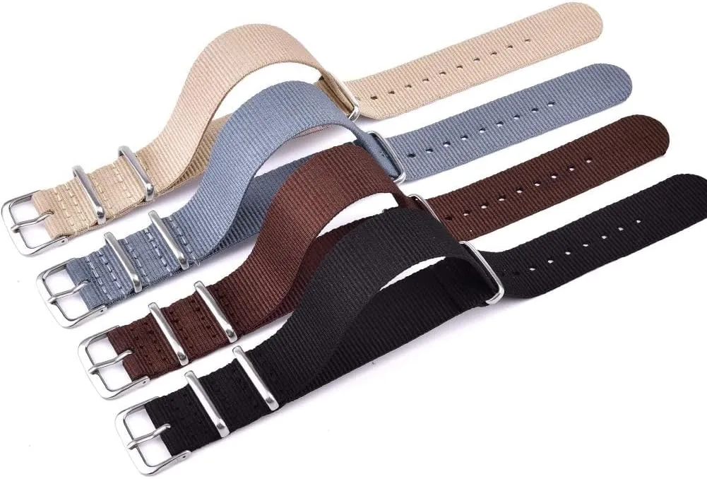 Military Ballistic Nylon Strap constructive 16mm 18mm 20mm 22mm Premium Nylon Watch Band Strap With Stainless Steel Buckle (4 Packs), White Elephant Gifts, Stocking Stuffers for Men Ritche Christmas Gift 