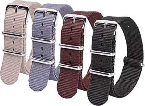 Military Ballistic Nylon Strap constructive 16mm 18mm 20mm 22mm Premium Nylon Watch Band Strap With Stainless Steel Buckle (4 Packs), White Elephant Gifts, Stocking Stuffers for Men Ritche Christmas Gift 