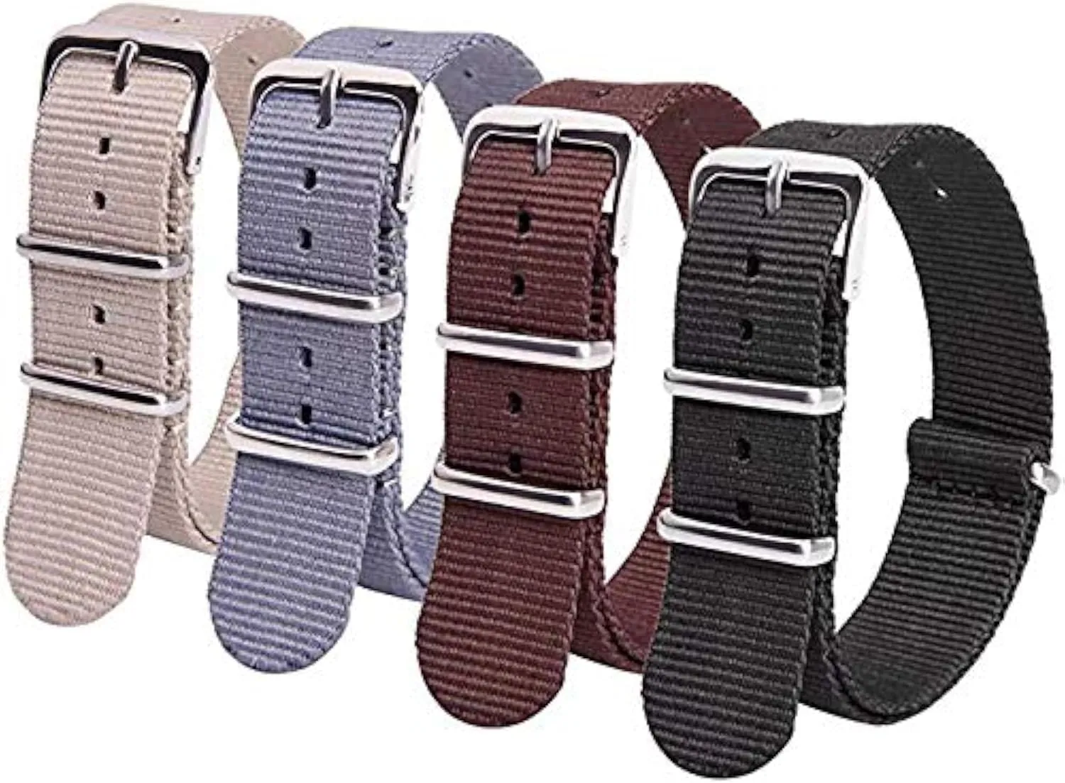 Military Ballistic Nylon Strap constructive 16mm 18mm 20mm 22mm Premium Nylon Watch Band Strap With Stainless Steel Buckle (4 Packs), White Elephant Gifts, Stocking Stuffers for Men Ritche Christmas Gift 